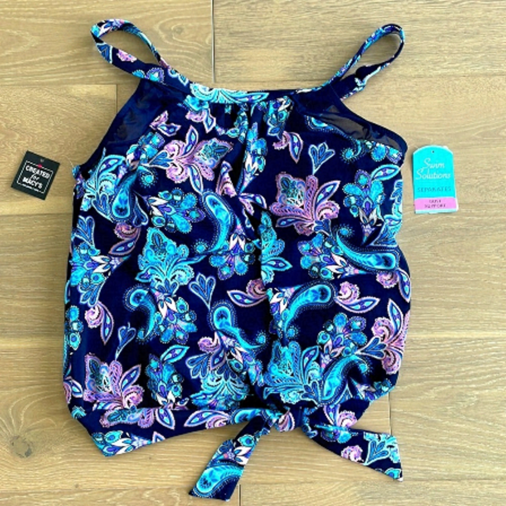 Nwt Swim Solutions Tankini Floral Swim Top